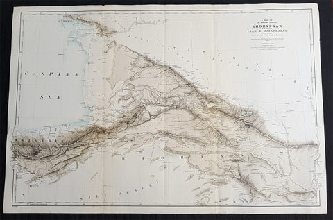 1876 Napier & Saunders Large Antique Map of Khorasan - Caspian Iran Afghanistan