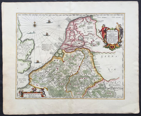 1652 Jansson Large Old, Antique Map of The Netherlands