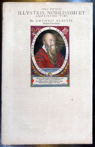 1612 Antique Frontispiece Portrait of Antonio Albizzi - Principum Christianoru