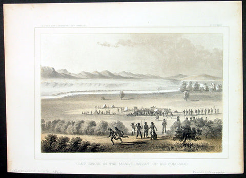 1855 USPRR Antique Print of the Mohave Indians, Mojave Desert, Colorado River