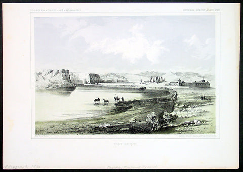 1855 USPRR Antique Print Fort Benton, Missouri River, Chouteau County, Montana
