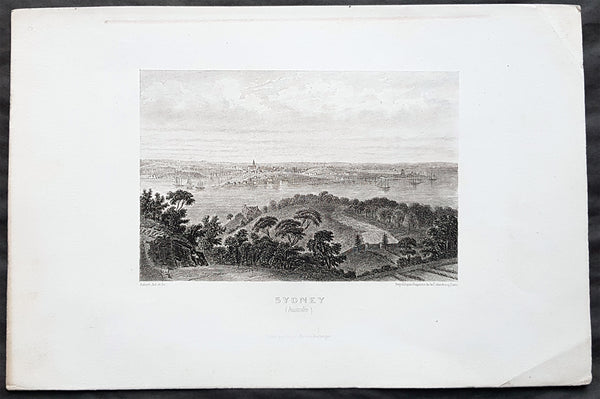 1859 Aubert Antique Print View of Sydney, Australia from the North to The Rocks