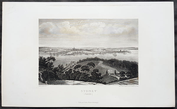 1859 Aubert Antique Print View of Sydney, Australia from the North to The Rocks