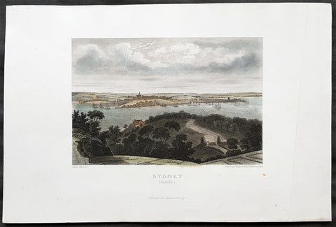 1859 Aubert Antique Print View of Sydney, Australia from the North to The Rocks