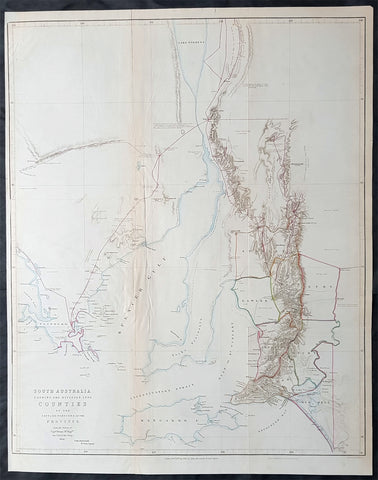 1843 John Arrowsmith Antique Map of South Australia, Kangaroo Is to Lake Torrens