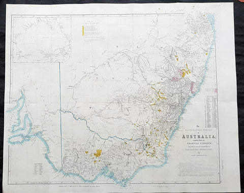 1853 John Arrowsmith Large Antique Goldfields Map of New South Wales & Victoria