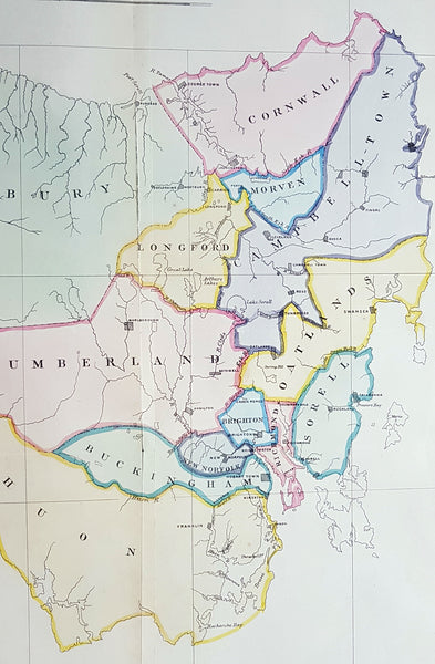 1852 John Arrowsmith Rare Antique Map The First Electoral Districts of Tasmania