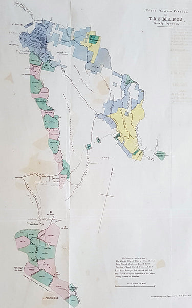 1855 Arrowsmith Rare Antique Map Land Parcels in Van Diemens Land, TAS Australia