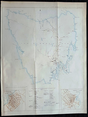 1849 Arrowsmith Rare Antique Convict Map of Van Diemens Land, Tasmania Australia