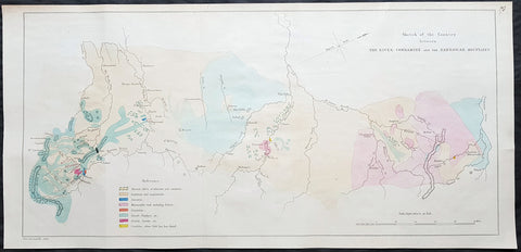 1854 Arrowsmith Rare Antique Geological Map from Queensland to NSW Australia