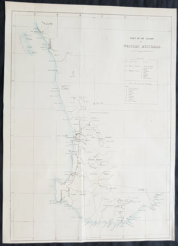 1859 John Arrowsmith Rare Antique Map of The Colony of Western Australia