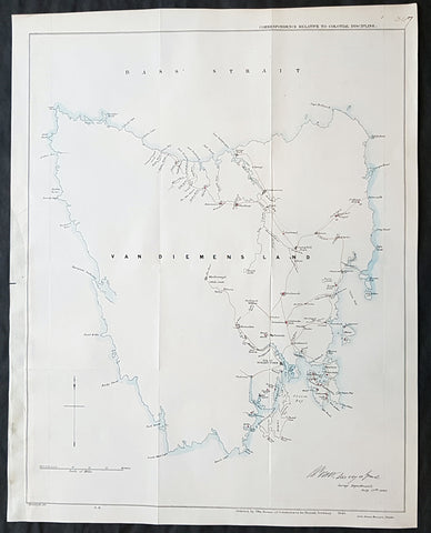 1846 Arrowsmith Rare Antique Convict Map of Van Diemens Land, Tasmania Australia