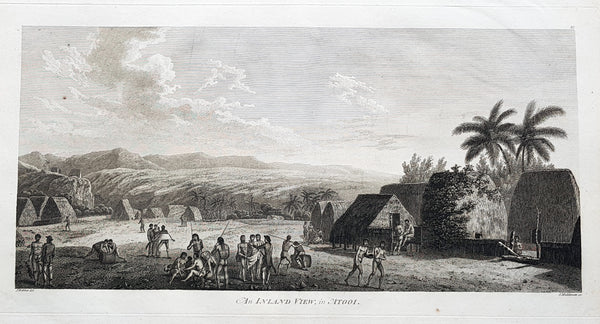 1784 Cook & Webber Large Antique Print of a Village on Kauai Island, Hawaii - Ist Edition