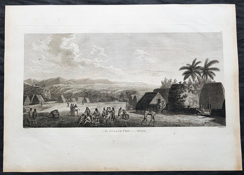 1784 Cook & Webber Large Antique Print of a Village on Kauai Island, Hawaii - Ist Edition