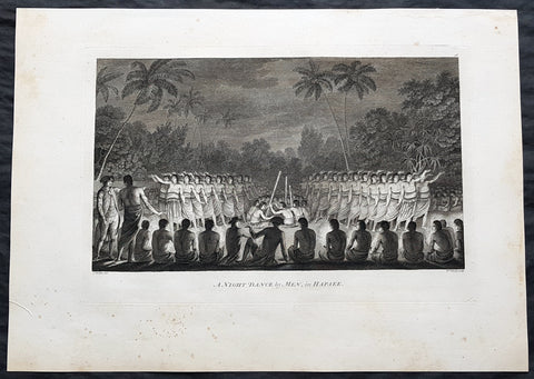 1784 Cook & Webber Large 1st Edition Antique Print Men Dancing Lifuka Isle Tonga
