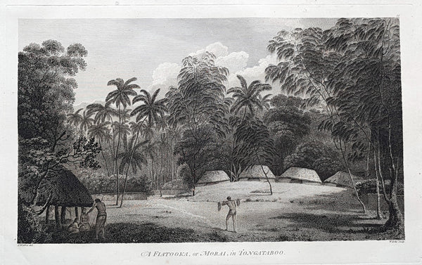 1784 Cook & Webber Large 1st Edition Antique Print Burial Mounds or Langi, Tonga
