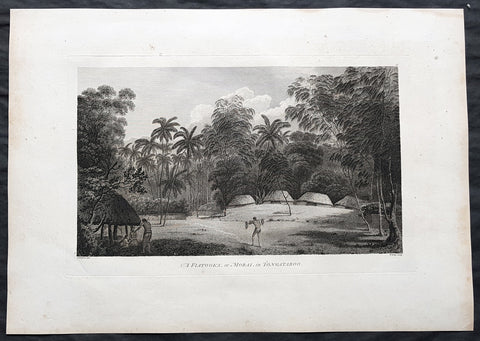 1784 Cook & Webber Large 1st Edition Antique Print Burial Mounds or Langi, Tonga