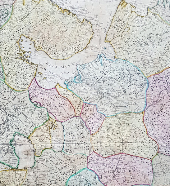 1712 Senex Large Original Antique Map of Europe Russia, Moscow - Finland to Azov