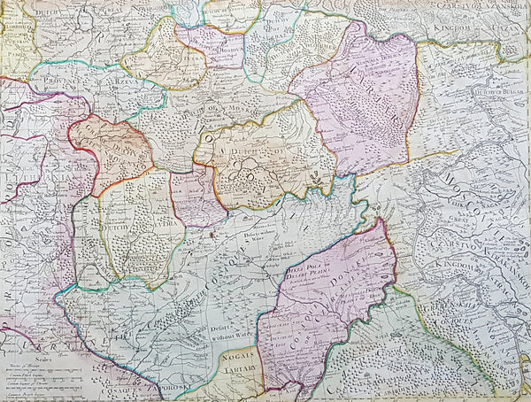 1712 Senex Large Original Antique Map of Europe Russia, Moscow - Finland to Azov