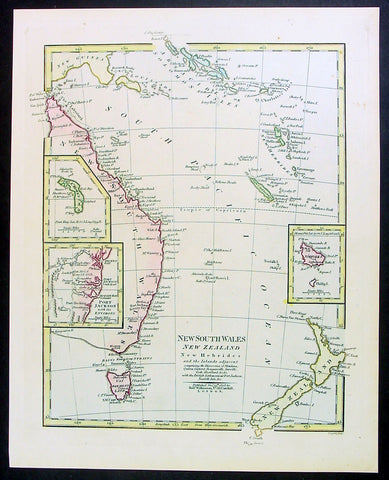 1808 Wilkinson Antique Map of East Coast of Australia, New Zealand, inset Sydney