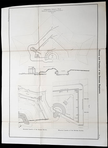 1856 Cap Richard Delafield Large Antique Schematics German Fortifications