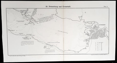 1856 Capt. Richard Delafield Antique Map of St Petersburg & Kronstadt Russia