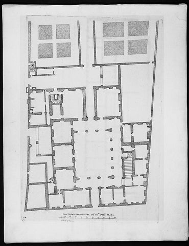 1665 De Rossi Original Antique Architectural Plan, Print of Galleria Spada, Rome Italy