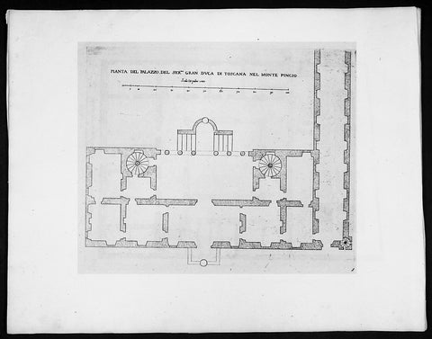 1665 De Rossi Original Antique Architectural Plan, Print of Villa Medici Monte Pincio Italy Rome