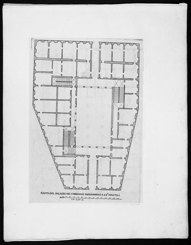 1665 De Rossi Original Antique Architectural Plan, Print of Palazzo Valentini Rome, Italy