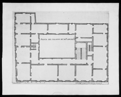 1665 De Rossi Original Antique Architectural Plan, Print of Lancellotti Palace, Rome Italy