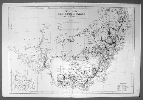 1844 Hughes Antique Australian Map of the States of Victoria & NSW