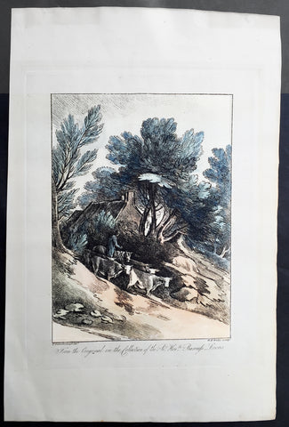 1819 Gainsborough & Wells Antique Print of an English Country Farming Scene