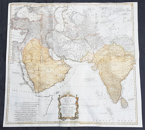 1755 D Anville & Bolton Large Antique Map of Asia, Turkey, Saudi Arabia, India