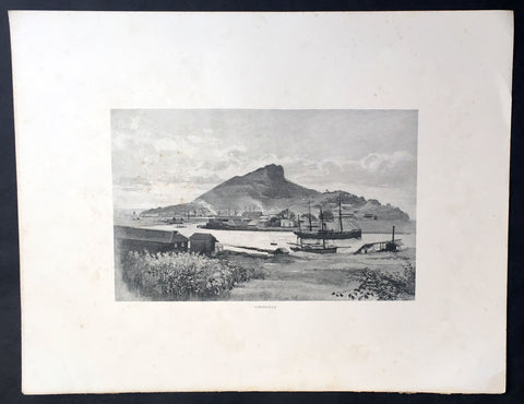 1886 Picturesque Australasia Large Antique Print View of Townsville, Queensland