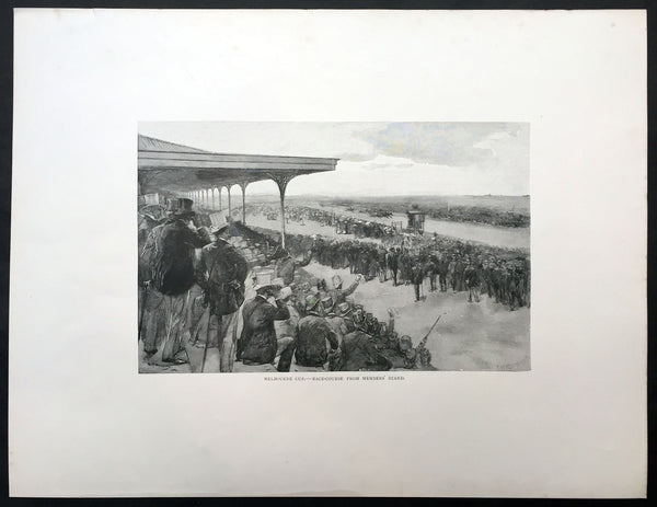 1886 Picturesque Atlas of Australasia Large Antique Print of The Melbourne Cup