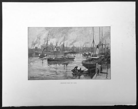 1886 Pic. Australasia Large Antique Print of Melbourne & Yarra River, Australia
