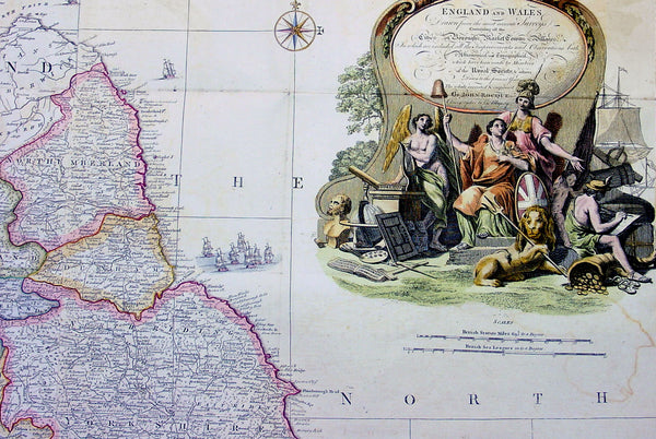 1761 John Rocque & Robert Sayer Very Large Antique Map of England & Wales