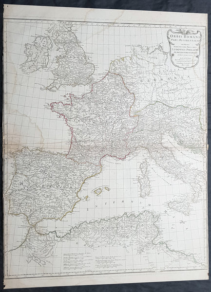 1764 D Anville Large Antique Map of the Western Roman Empire Dalmatia to Britain