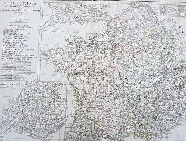 1760 J B D Anville Large Antique Map of Roman France