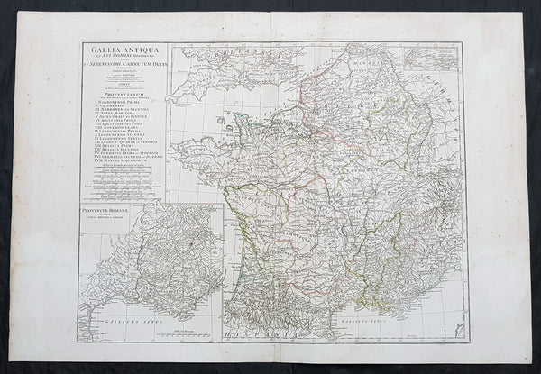 1760 J B D Anville Large Antique Map of Roman France