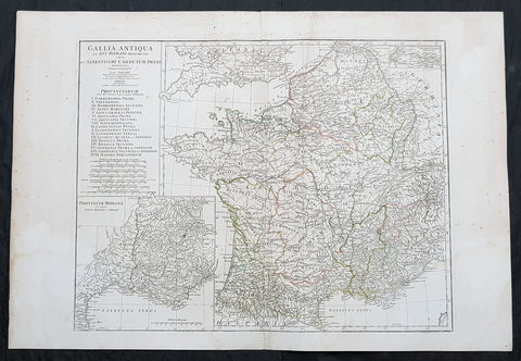 1760 J B D Anville Large Antique Map of Roman France
