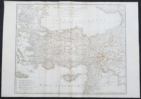 1764 J B D Anville Large Antique Map of Turkey, Cyprus, Syria, Black Sea