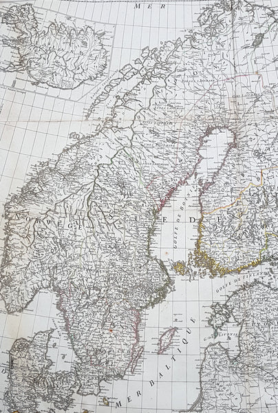 1758 D Anville Very Large Antique Map of Norway Sweden Iceland, Baltics & Russia