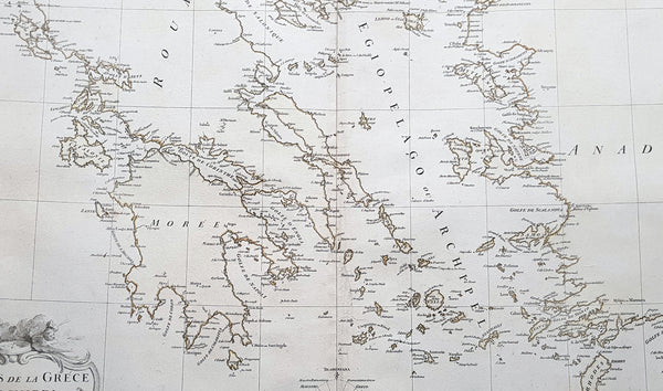 1756 D Anville Large Antique Map of Greece & The Aegean Islands & Crete