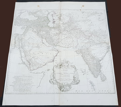 1751 D Anville Large Antique Map of West Asia - Saudi Arabia, Persia & India