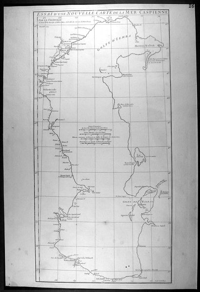 1754 D Anville Large Antique Map of The Caspian Sea