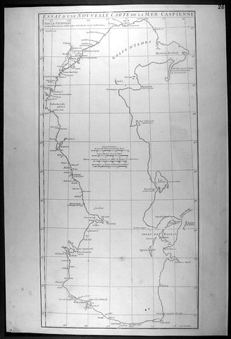 1754 D Anville Large Antique Map of The Caspian Sea