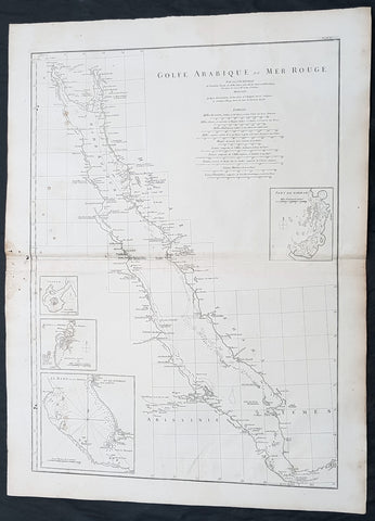 1765 D Anville Large Antique Map of The Red Sea, Saudi Arabia, Egypt & Yemen