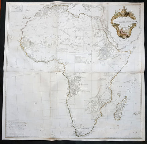 1759 J.B. D' Anville Large Original Antique Map of Africa - Beautiful