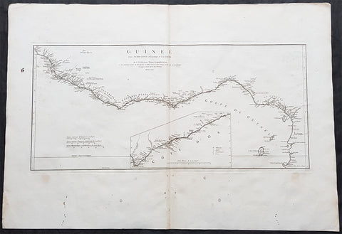 1775 J B D Anville Large Antique Map Gulf of Guinea West Africa Liberia to Gabon